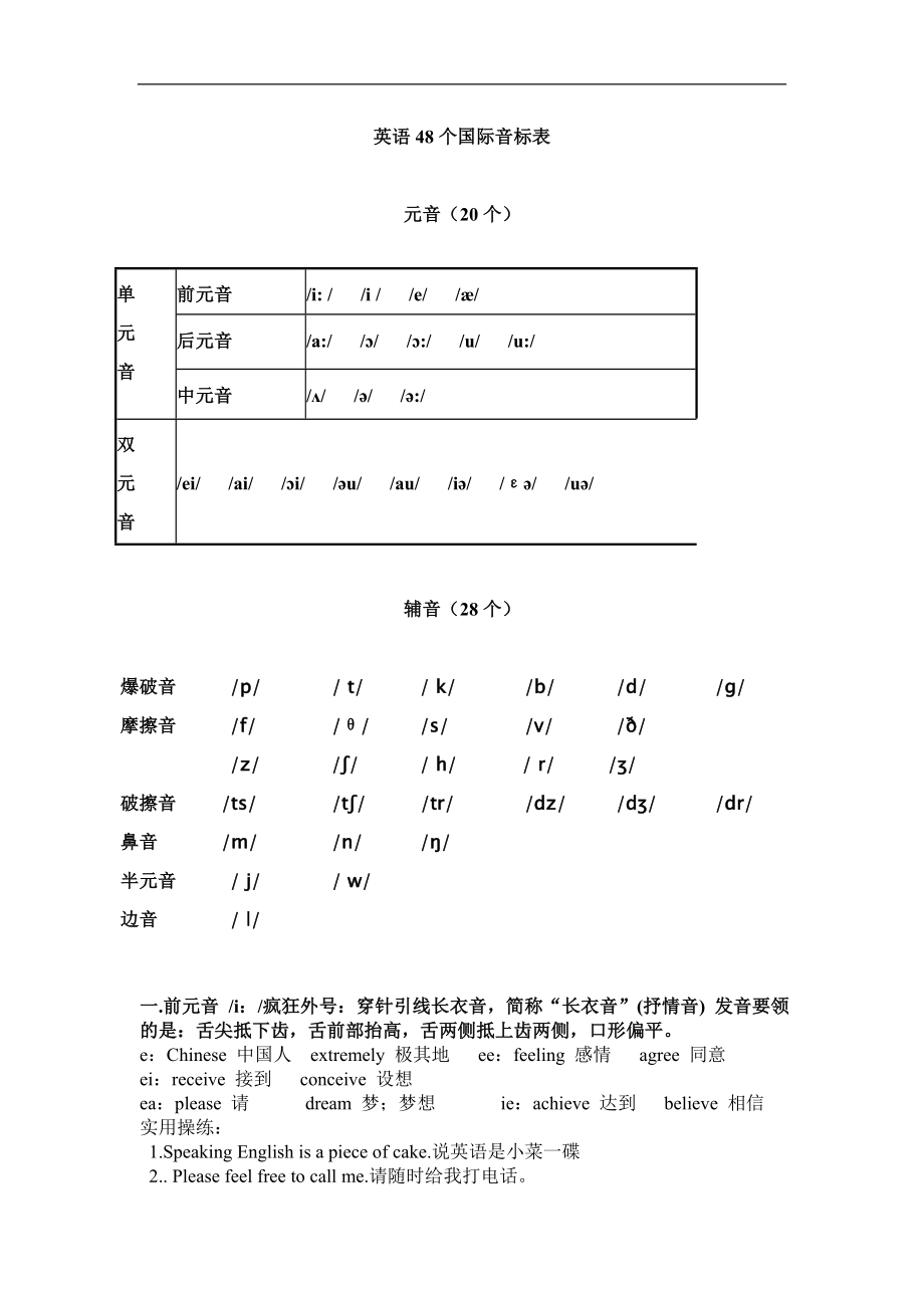 英语国际音标讲义_第1页