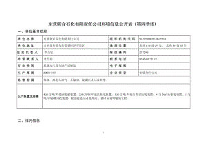 东营联合石化有限责任公司环境信息公开表（第四季度）