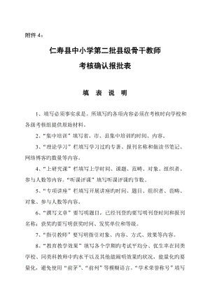 1--仁寿县中小学第二批县级骨干教师考核确认报批表