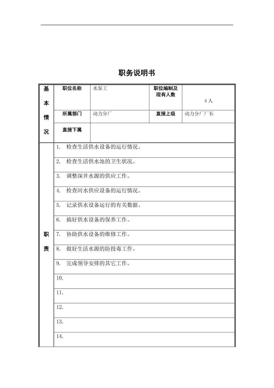 水泵工岗位说明书_第1页