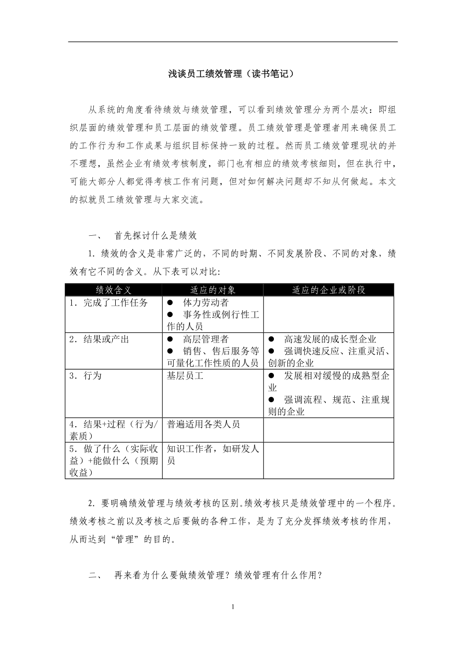 读书笔记-浅谈员工绩效管理(doc6)(1)_第1页