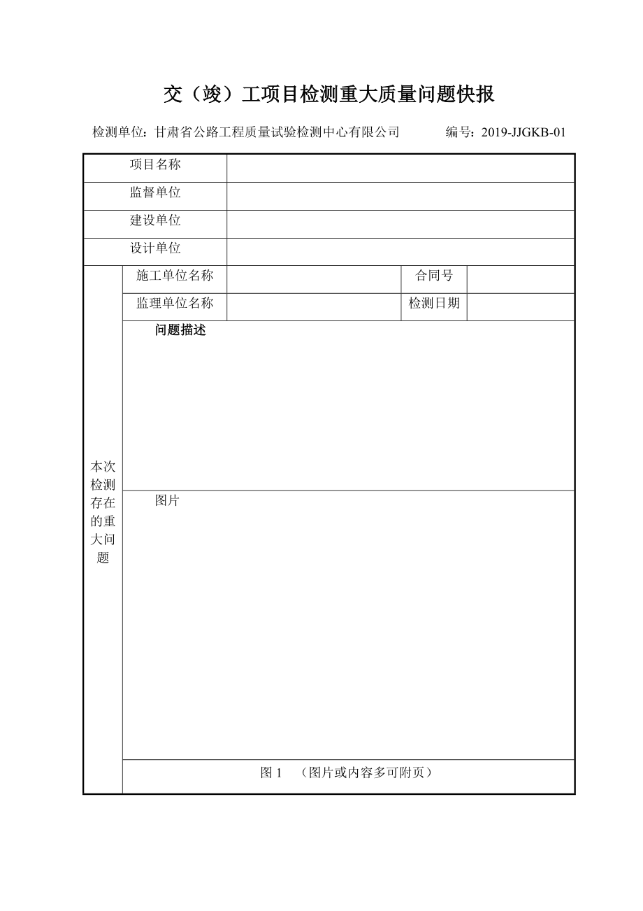 交（竣）工项目检测重大质量问题快报_第1页