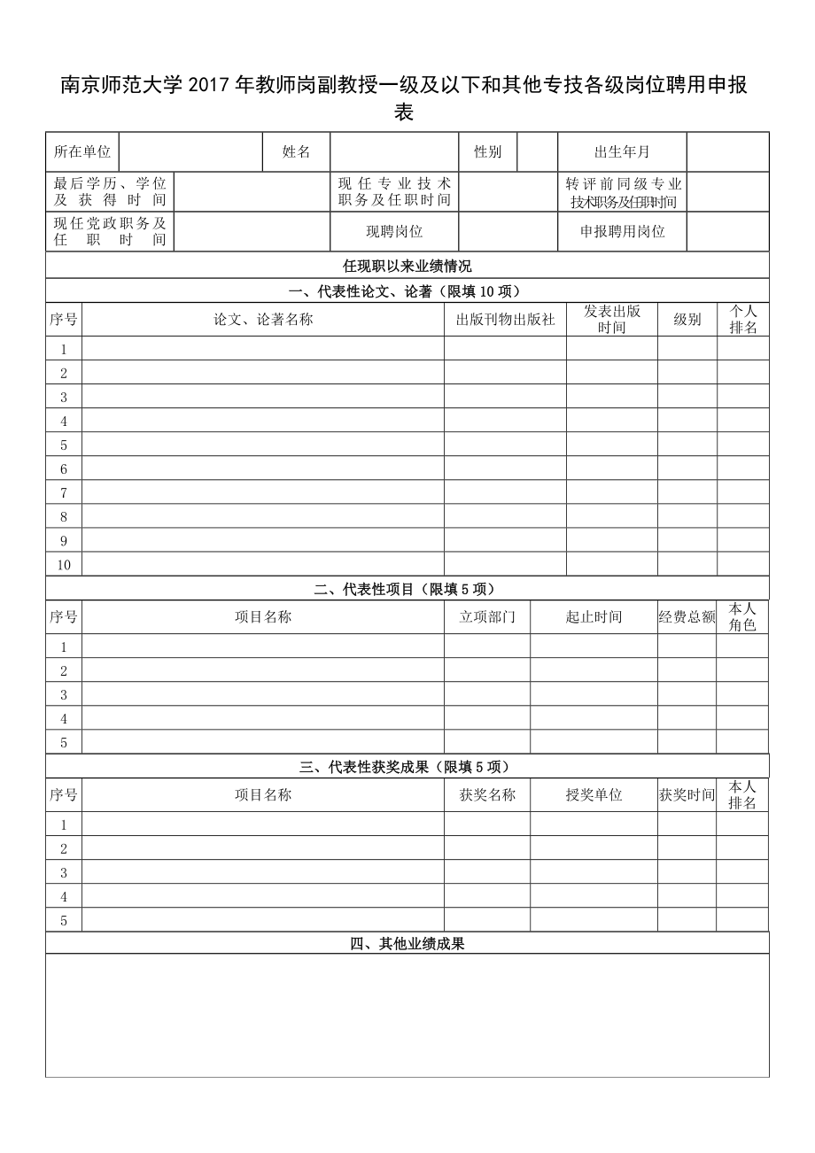 南京师范大学2017年教师岗副教授一级及以下和其他专技各级_第1页