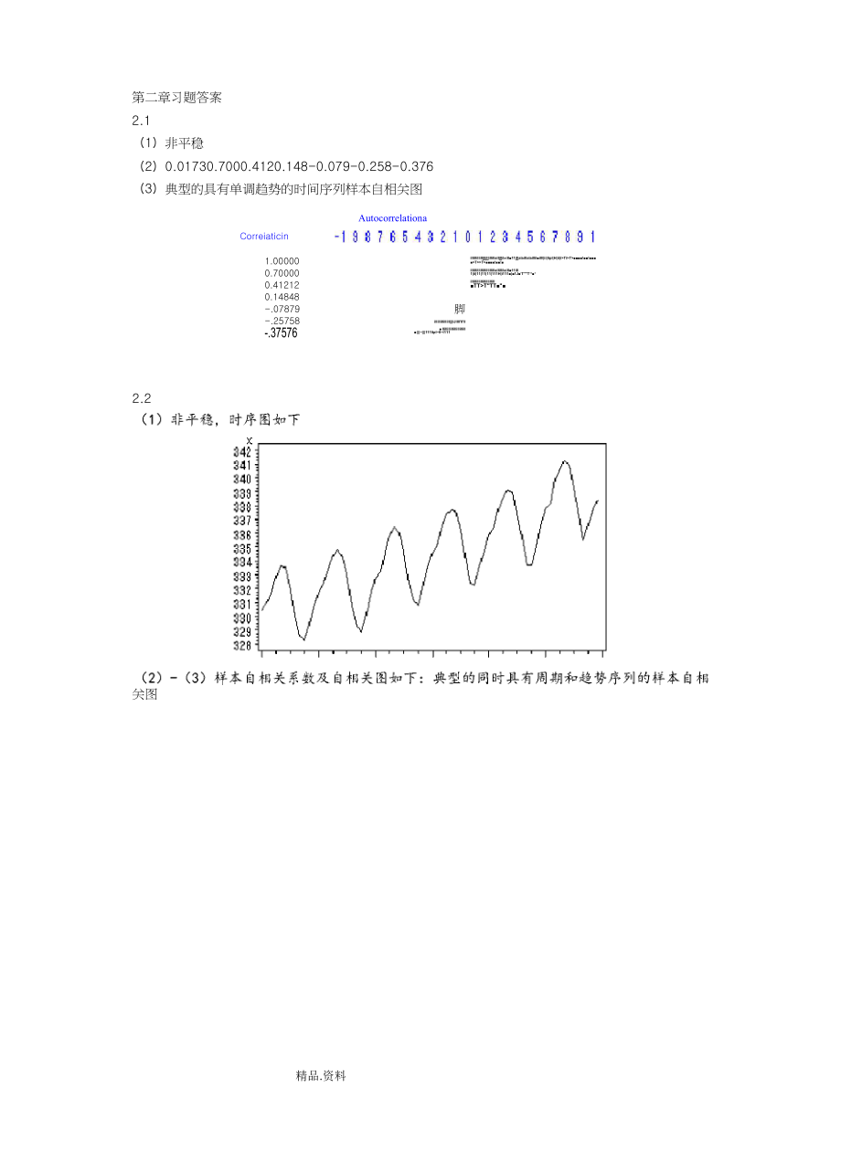 (完整版)应用时间序列分析习题答案解析_第1页