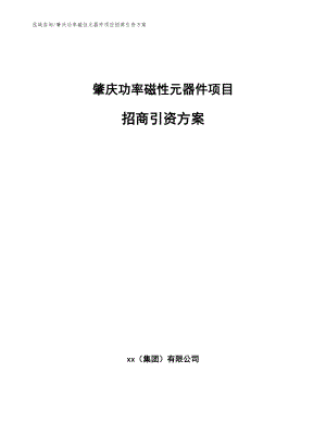 肇庆功率磁性元器件项目招商引资方案【模板参考】