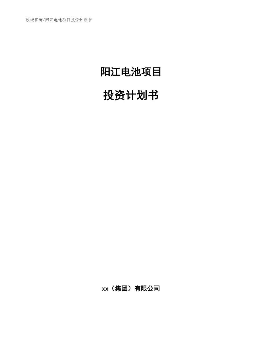 阳江电池项目投资计划书模板范本_第1页
