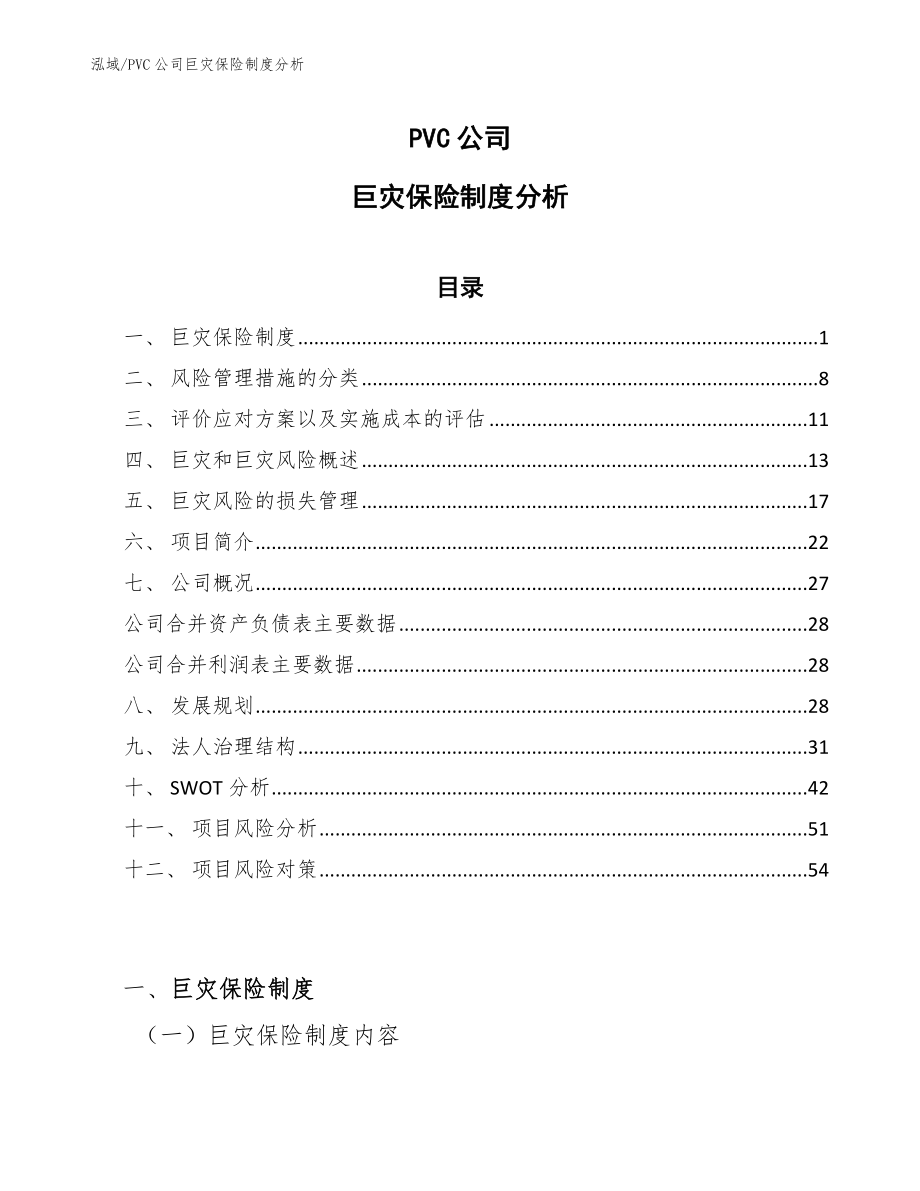 PVC公司巨灾保险制度分析_范文_第1页