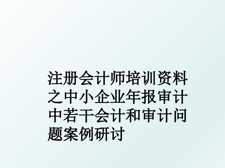 注册会计师培训资料之中小企业年报审计中若干会计和审计问题案例研讨_第1页