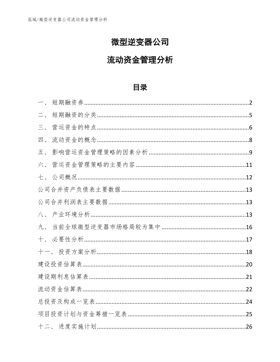 微型逆变器公司流动资金管理分析_第1页