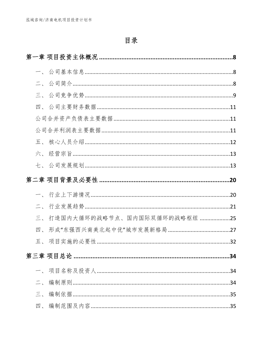 济南电机项目投资计划书_第1页