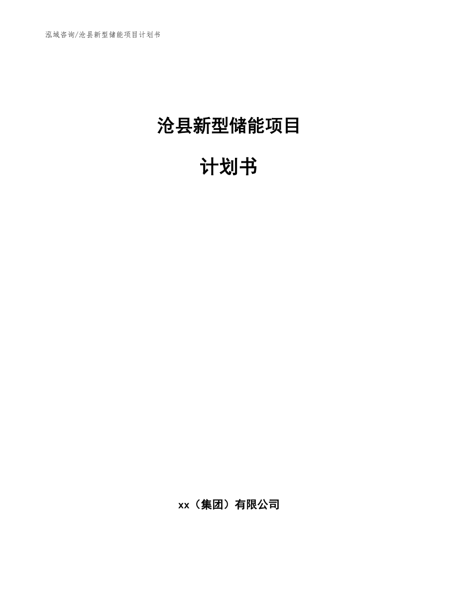 沧县新型储能项目计划书范文参考_第1页