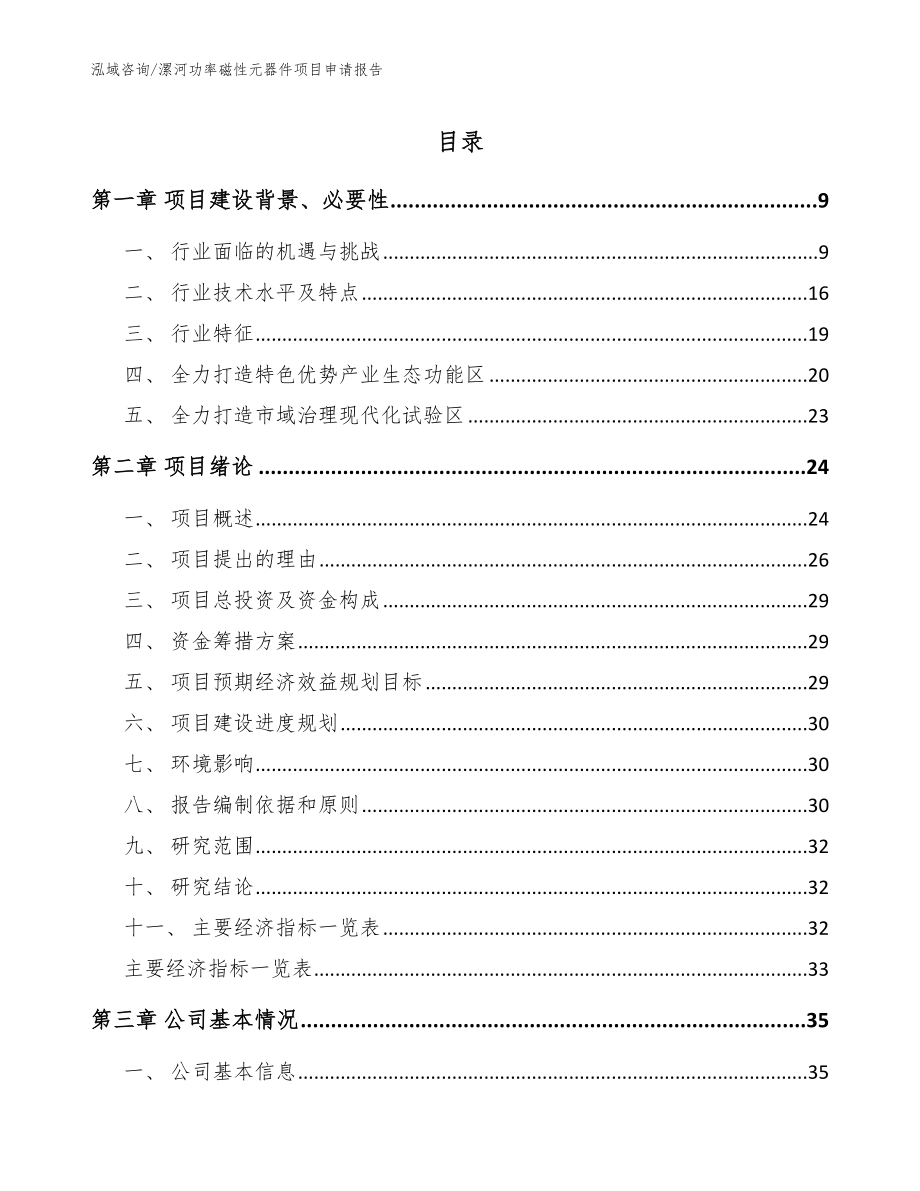 漯河功率磁性元器件项目申请报告模板范文_第1页