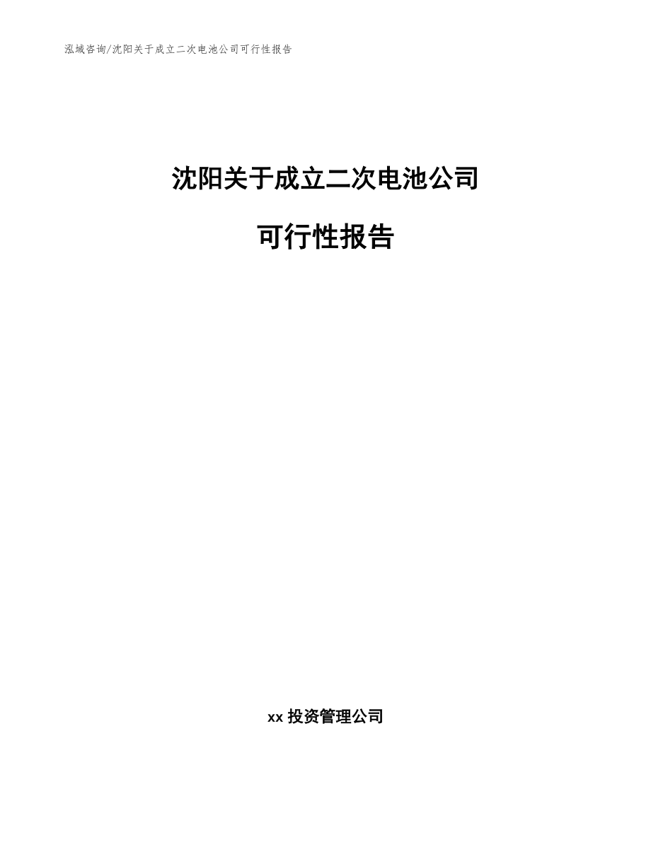 沈阳关于成立二次电池公司可行性报告参考范文_第1页