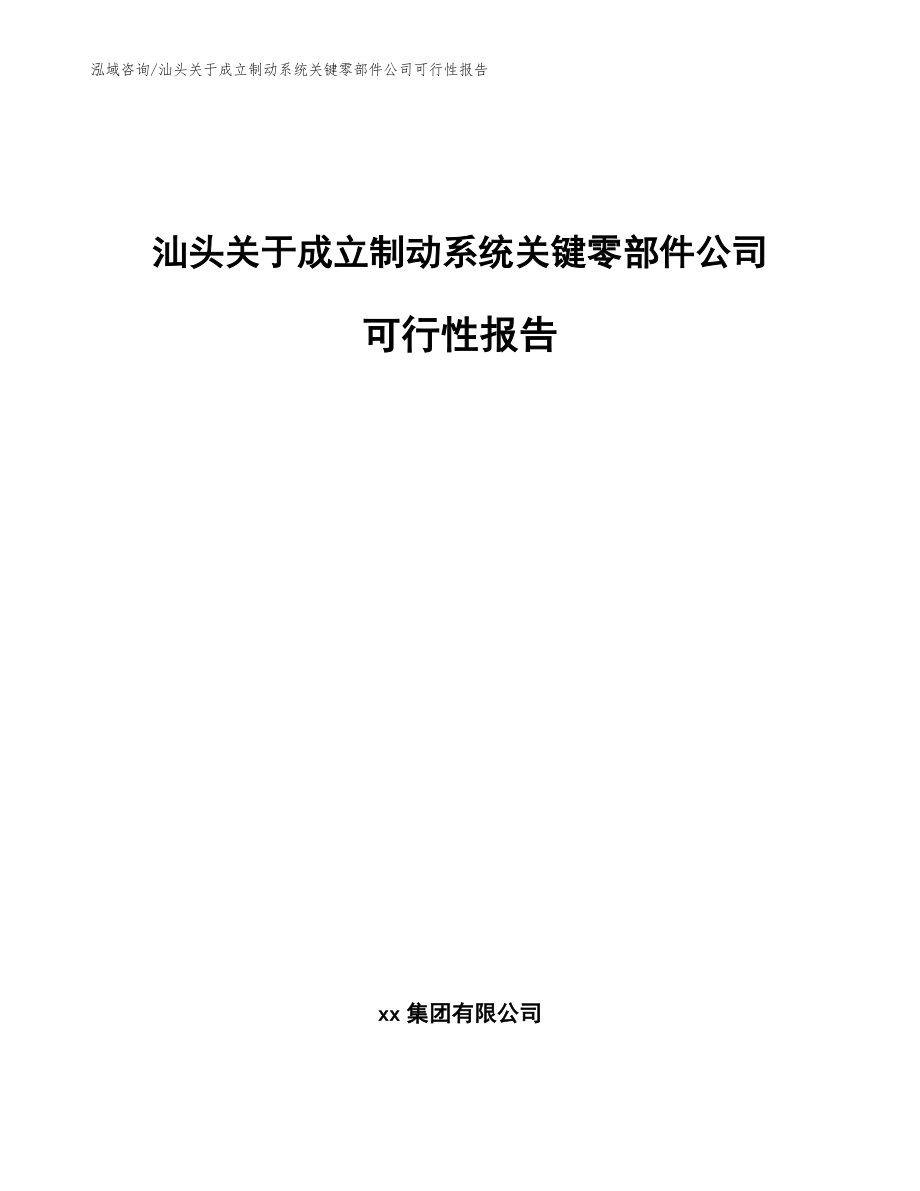 汕头关于成立制动系统关键零部件公司可行性报告（模板范文）_第1页