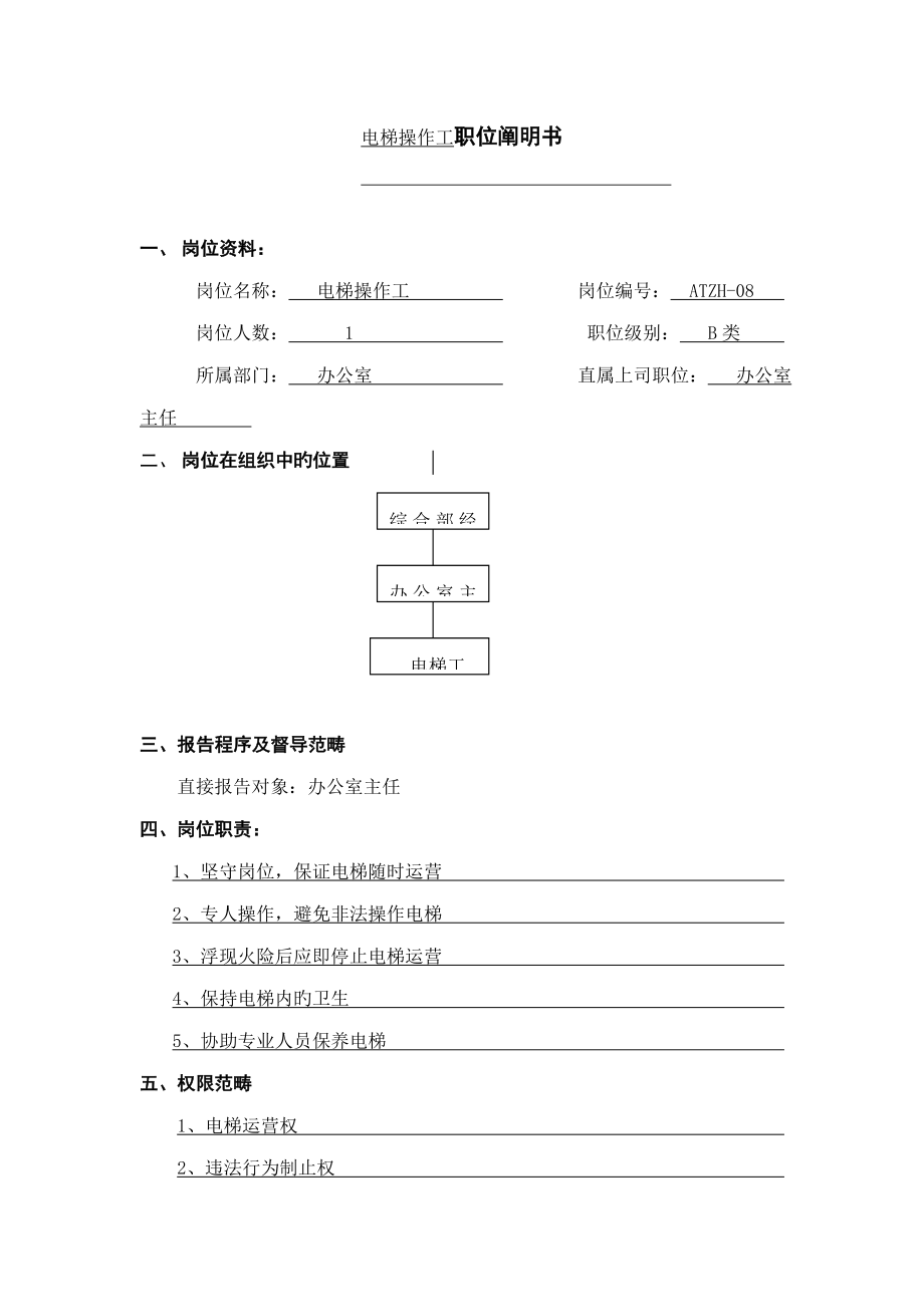 设备管理职位专项说明书(20)_第1页