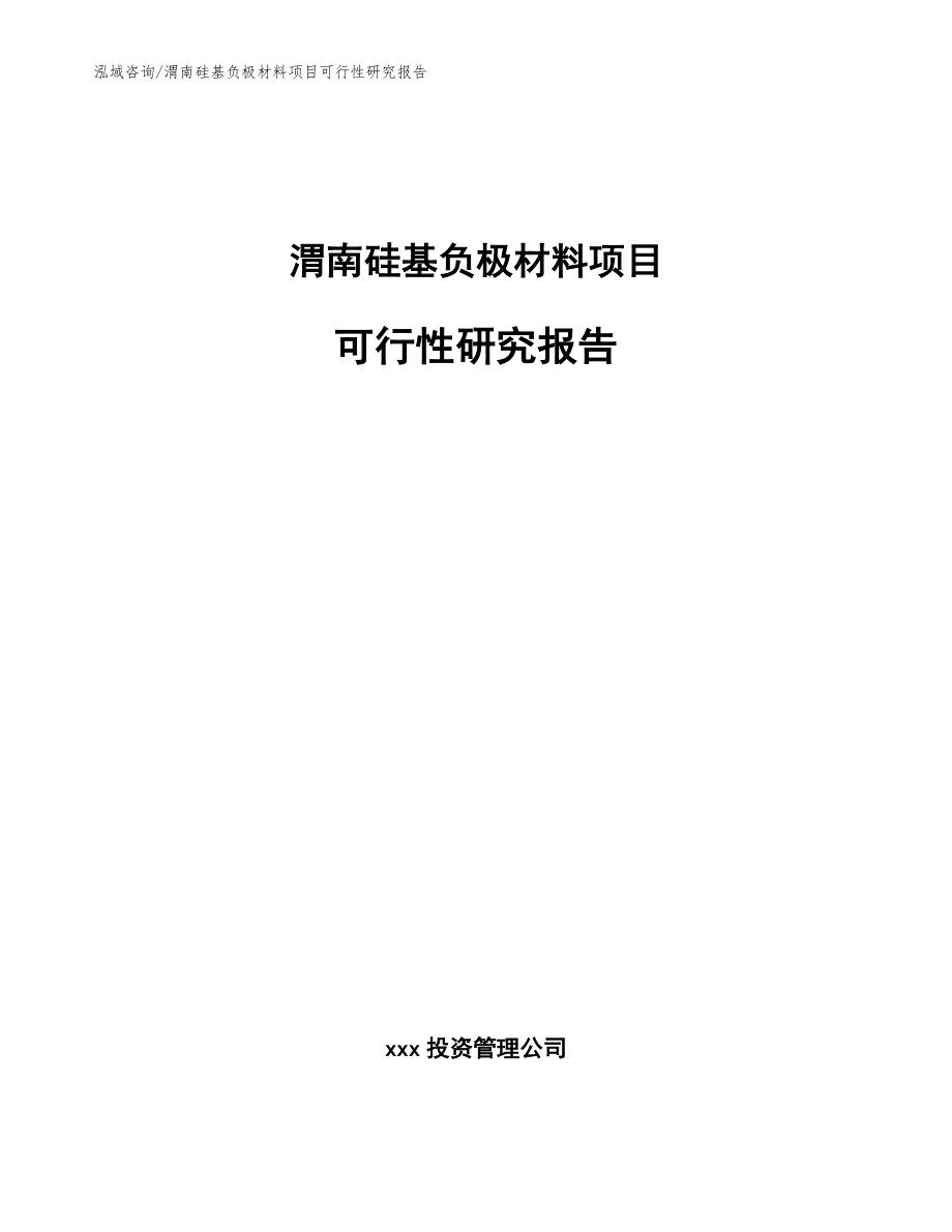 渭南硅基负极材料项目可行性研究报告（模板参考）_第1页