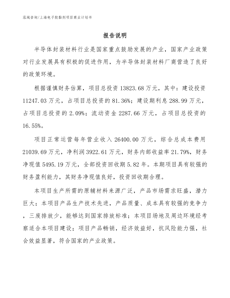 上海电子胶黏剂项目商业计划书_第1页