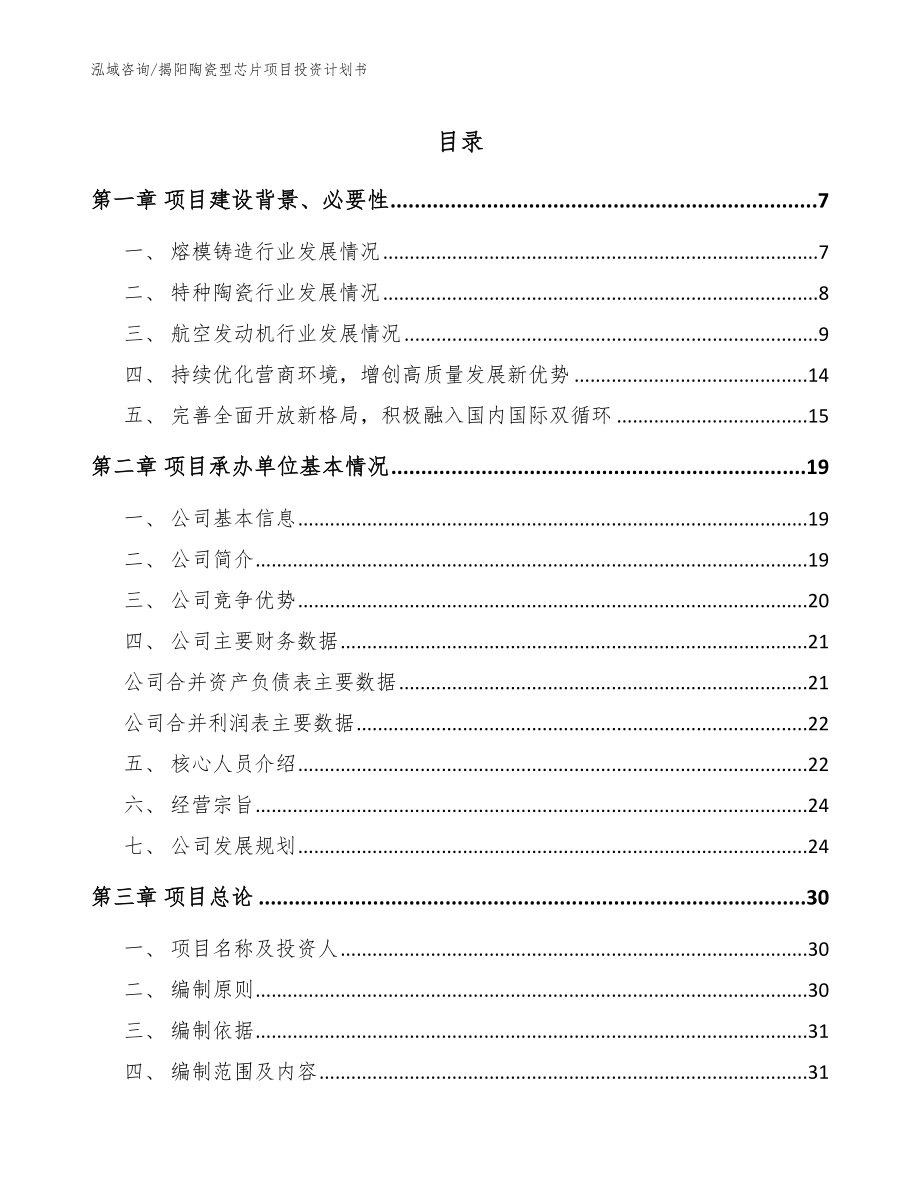揭阳陶瓷型芯片项目投资计划书_第1页
