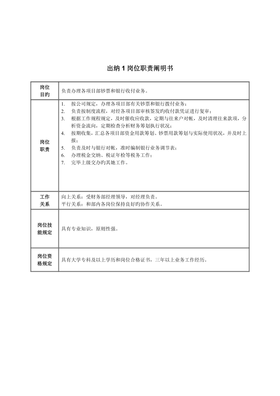 公司出纳岗位基本职责_第1页