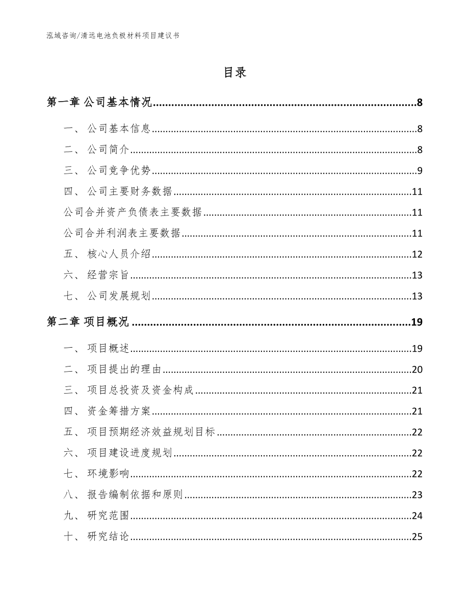 清远电池负极材料项目建议书【范文参考】_第1页