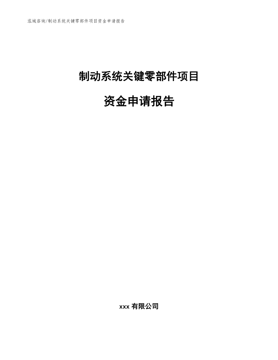 制动系统关键零部件项目资金申请报告_第1页