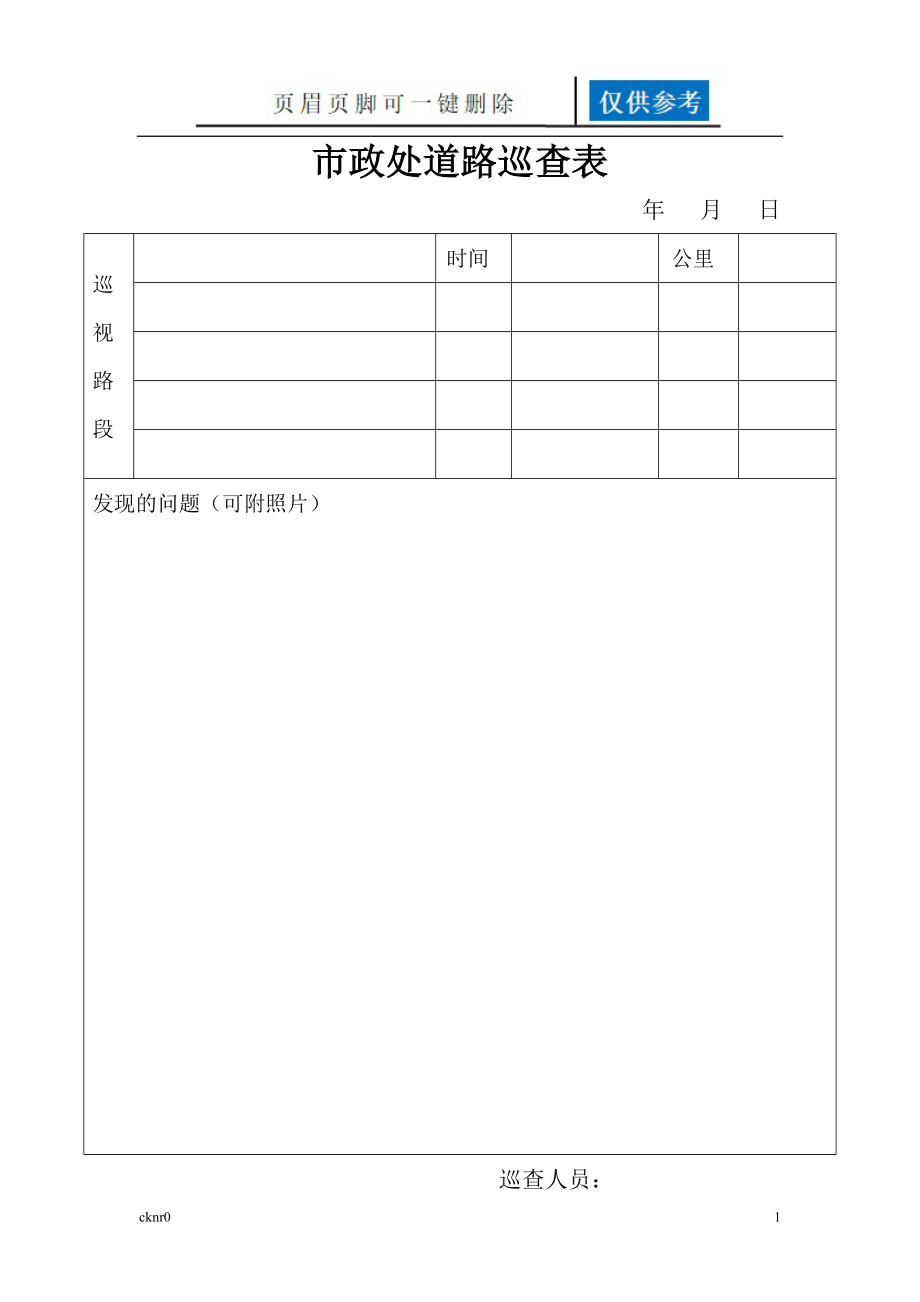 市政處道路巡查表【資料運(yùn)用】_第1頁