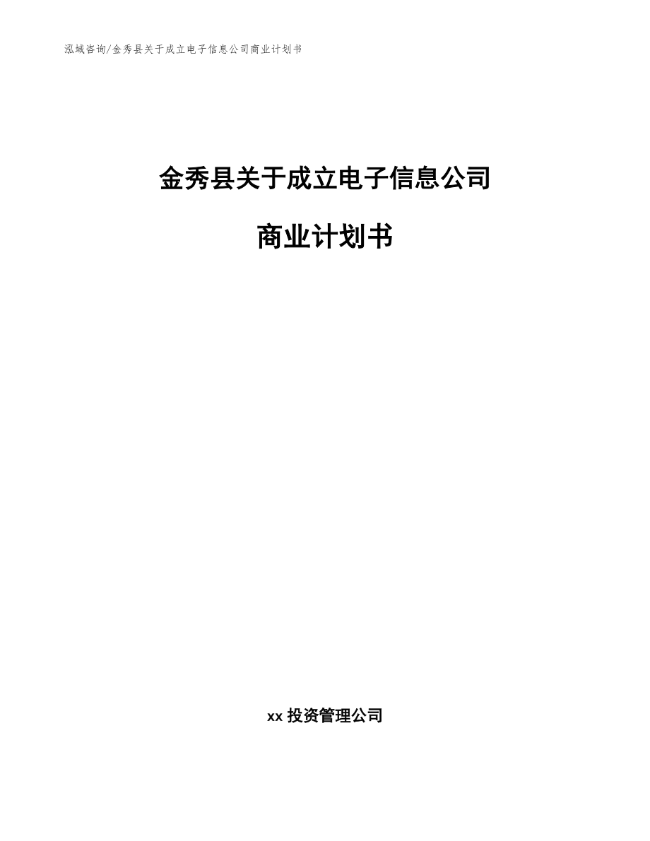 金秀县关于成立电子信息公司商业计划书范文模板_第1页