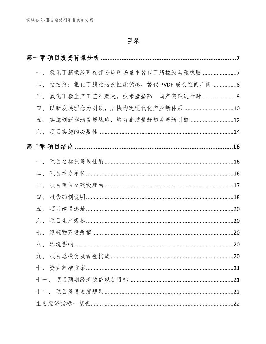 邢台粘结剂项目实施方案_第1页