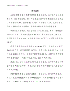 邵阳计算机服务器项目申请报告