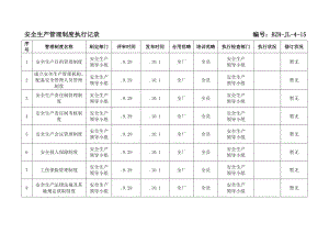 安全生产管理制度执行记录