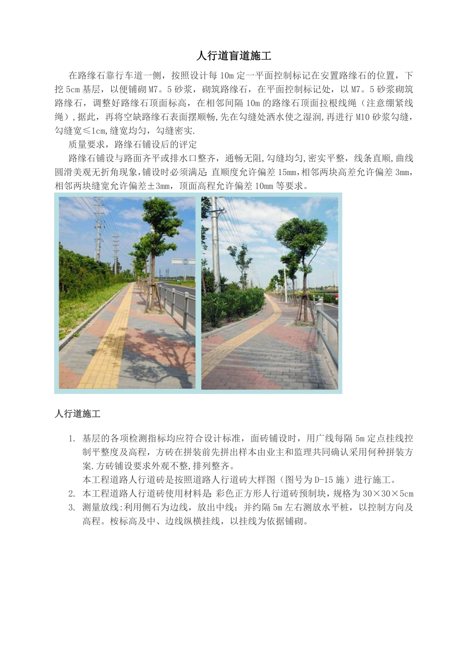 人行道盲道施工术方案模板范本_第1页