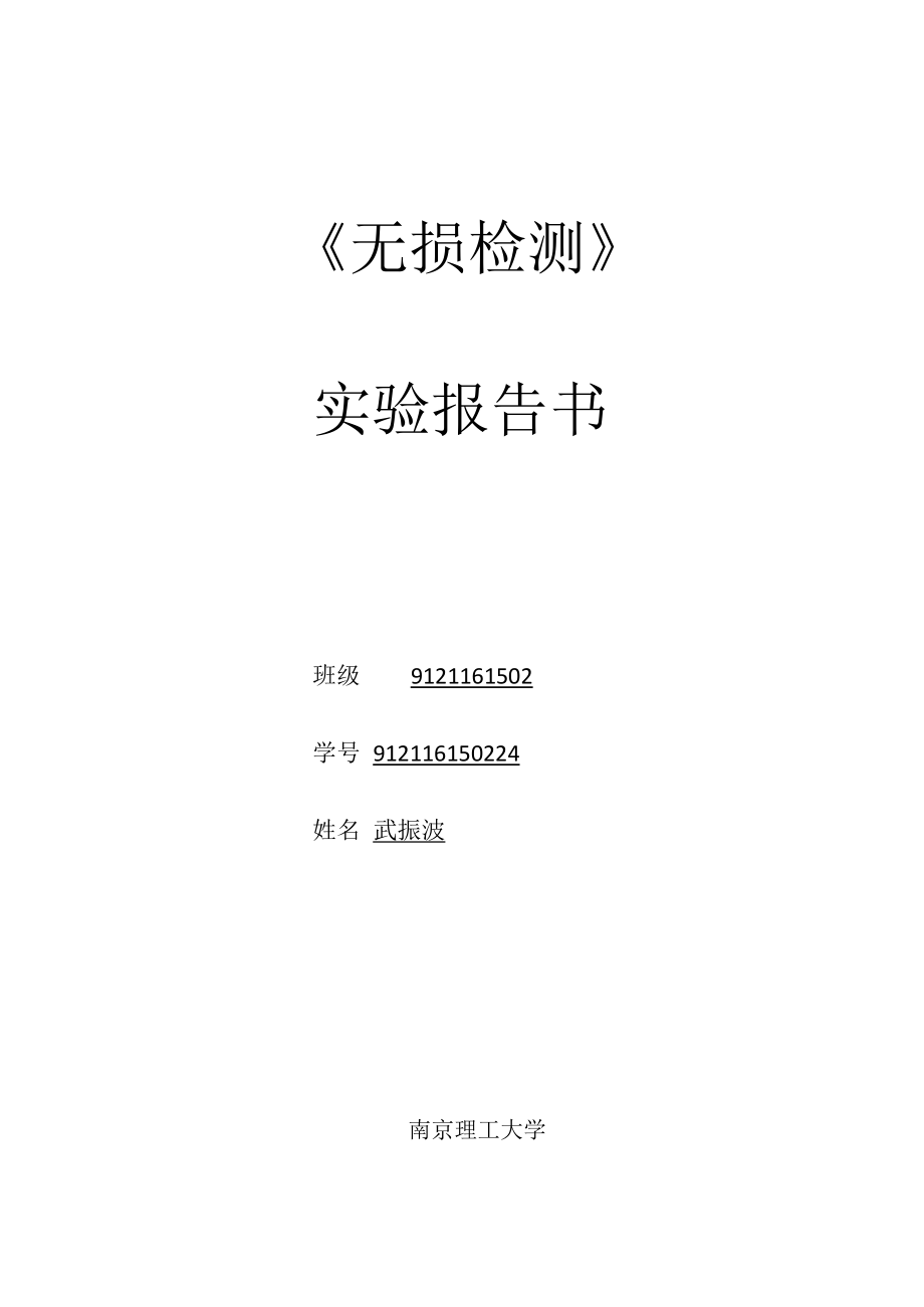 《無損檢測》實驗報告書_第1頁