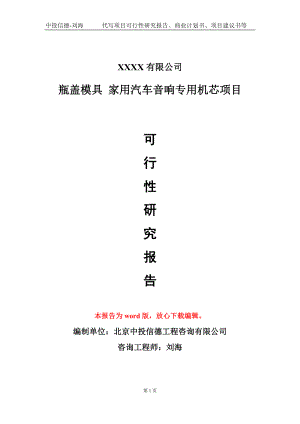 瓶盖模具 家用汽车音响专用机芯项目可行性研究报告模板-用于立项备案拿地