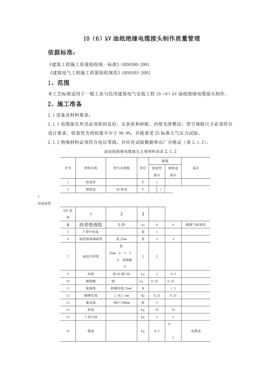 07-6 10(6)kV油纸绝缘电缆接头制作质量管理_第1页