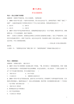 山東省青島市2019年中考?xì)v史總復(fù)習(xí) 世界史 第十九單元 資本主義制度的初步確立及工人運(yùn)動(dòng)的興起真題演練