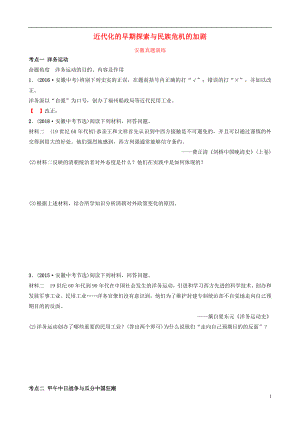 安徽省2019年秋中考?xì)v史總復(fù)習(xí) 主題八 近代化的早期探索與民族危機(jī)的加劇真題演練