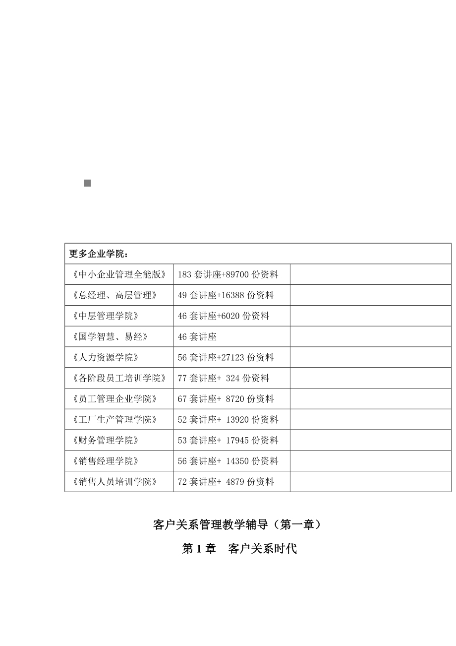 客户关系管理教学辅导资料汇编_第1页