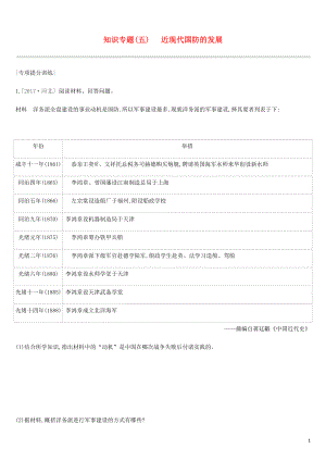 河北省2019年中考?xì)v史復(fù)習(xí) 第一模塊 知識(shí)專題05 近現(xiàn)代國(guó)防的發(fā)展專項(xiàng)提分訓(xùn)練