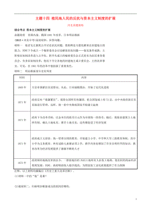 河北省2019年中考歷史一輪復習 世界史 主題十四 殖民地人民的反抗與資本主義制度的擴展真題演練 新人教版