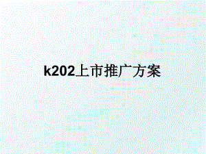 k202上市推广方案