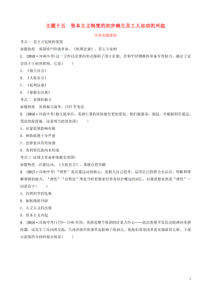 河南省2019年中考?xì)v史一輪復(fù)習(xí) 世界近代史 主題十五 資本主義制度的初步確立及工人運動的興起真題演練