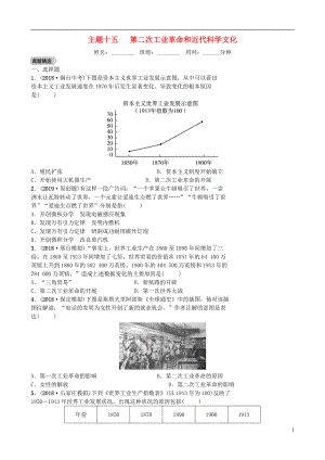 河北省2019年中考歷史一輪復(fù)習(xí) 主題十五 第二次工業(yè)革命和近代科學(xué)文化同步訓(xùn)練 新人教版