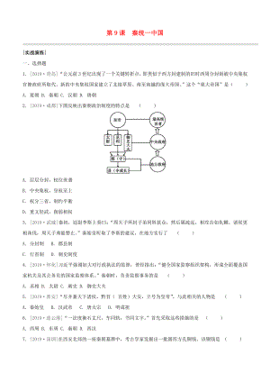 （柳州專(zhuān)版）2020版中考?xì)v史奪分復(fù)習(xí) 第01部分 七上 第9課 秦統(tǒng)一中國(guó)實(shí)戰(zhàn)演練