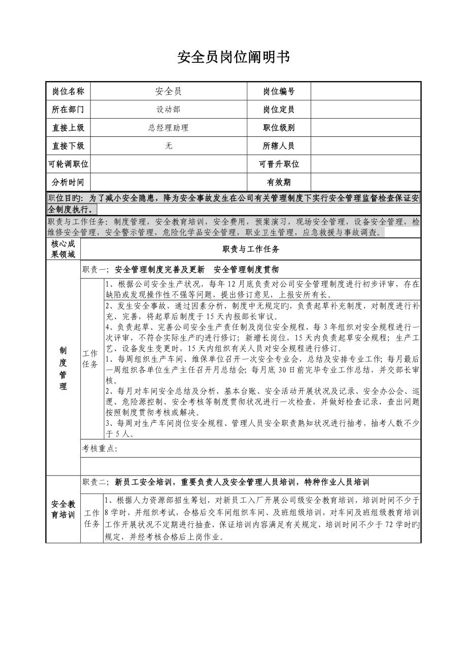 安全员岗位专项说明书_第1页