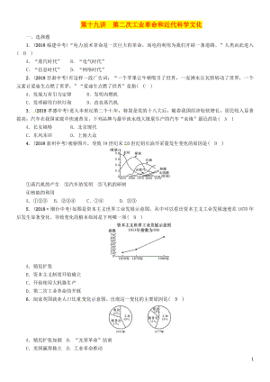 （貴陽(yáng)專版）2019屆中考?xì)v史總復(fù)習(xí) 第一編 教材知識(shí)速查篇 模塊三 世界近代史 第19講 第二次工業(yè)革命和近代科學(xué)文化（精練）試題