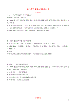 山東省泰安市2019年中考歷史一輪復習 第三單元 繁榮與開放的時代真題演練