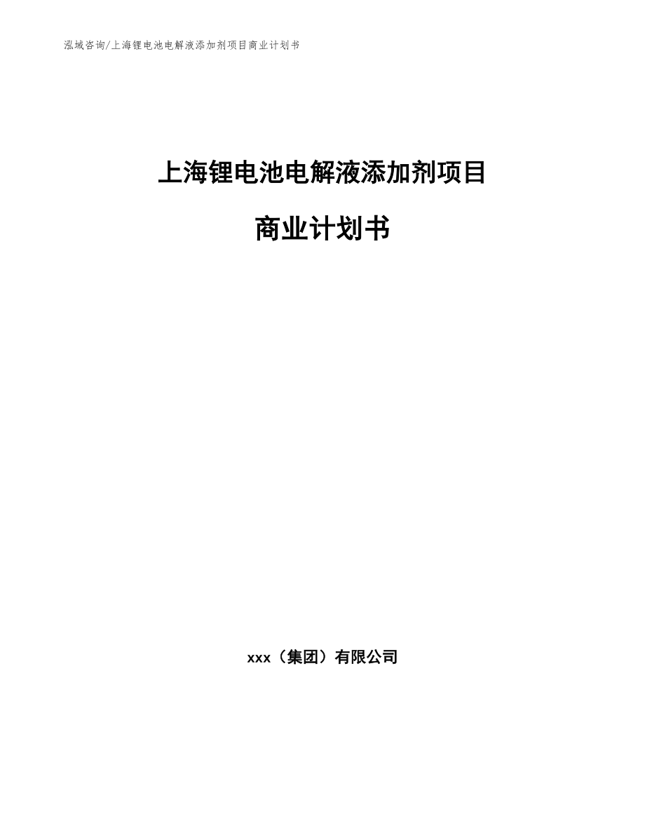 上海锂电池电解液添加剂项目商业计划书【模板】_第1页