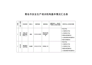青岛市安全生产培训机构基本情况汇总表