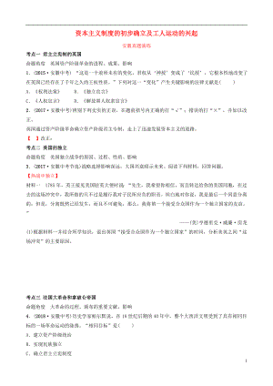 安徽省2019年秋中考歷史總復習 主題二十一 資本主義制度的初步確立及工人運動的興起真題演練