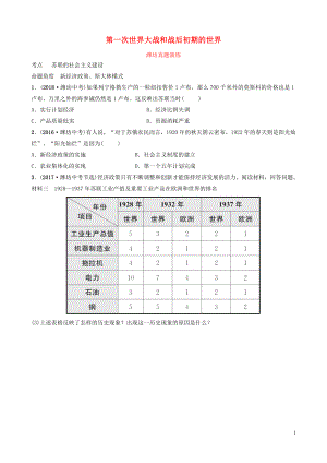 山東省濰坊市2019年中考歷史一輪復(fù)習(xí) 世界史 第二十二單元 第一次世界大戰(zhàn)和戰(zhàn)后初期的世界真題演練